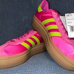 Adidas Women's Gazelle Bold, Semi Lucid Fuchsia/Solar Slime, Size: W6.5, NTW